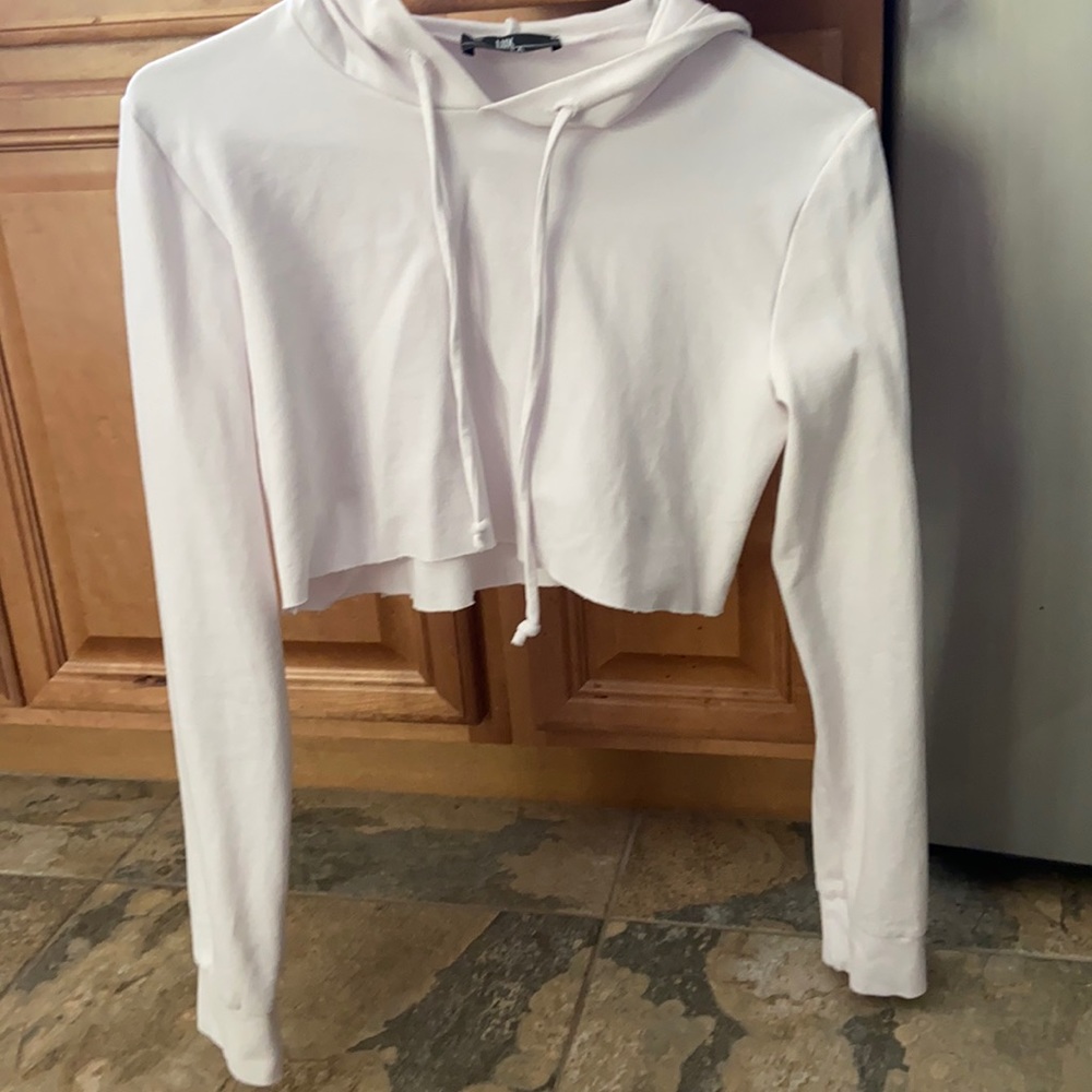 Cropped white hoodie